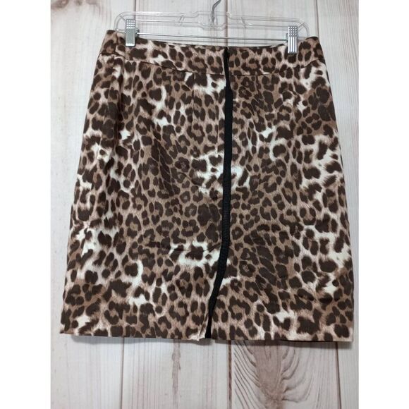 Leopard Print‎ Skirt Brown Animal Print Career Cocktail Party - Picture 2 of 6